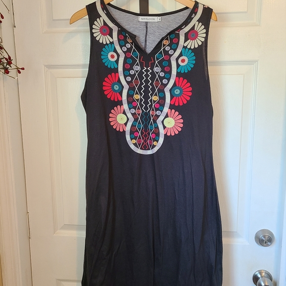 (1047) Miss Look, Boho Style Summer Dress, Extra Large, Floral Pattern - Picture 2 of 5
